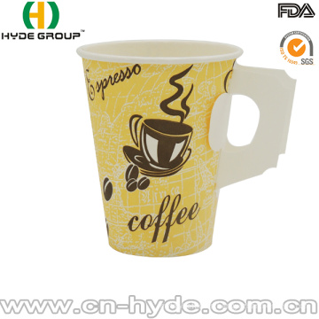 Taza de café de papel de encargo de la impresión caliente de encargo 9oz con la manija